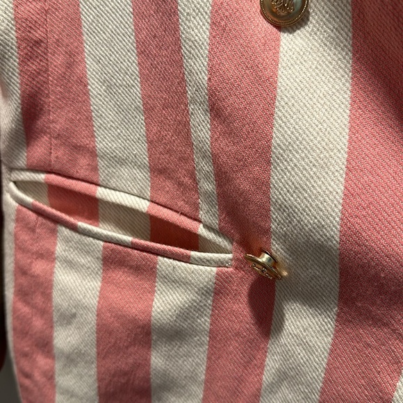 MIGUELINA *Chiara* pink ivory stripe double breasted blazer jacket XS - Picture 5 of 11